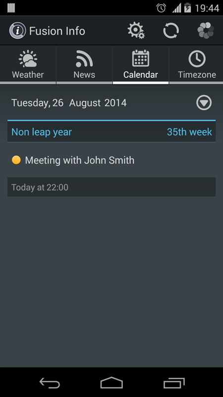 Info widget Calendar